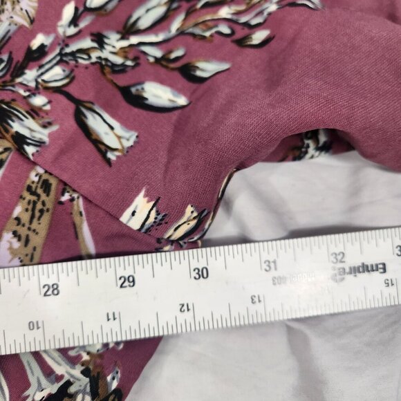 Torrid Purple  Floral Tie Waist Short Sleeve Top Blouse 5X V Neck Babydoll - Picture 3 of 7